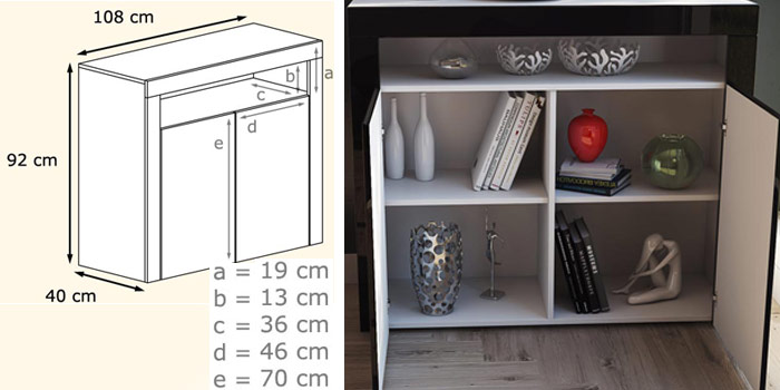 détail 1200 de la commode blanche laqué moderne